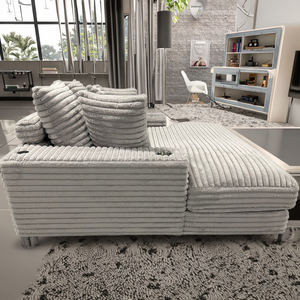 Oversized Cuddler Chaise <b>Sofa</b> Set with Cupholder and USB Square Convertible Living Room Accent Chair for Apartment Villa Grey - Product Image 4