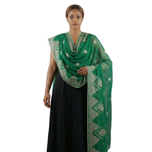 Wholesale Custom Floral Rhinestone Embroidery Long Soft Lightweight Breathable Chiffon Women Shawl All Season Scarf Wrap Bulk - Product Image 3