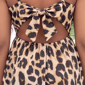 Abito lungo con stampa leopardata e fiocco sul retro per ragazze adolescenti, <span class=keywords><strong>vestito</strong></span> estivo alla moda per bambine - Product Image 5
