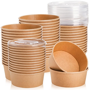 Bol en papier jetable pour aliments chauds avec couvercle, imprimé, en papier kraft, pour salade, boîte alimentaire - Product Image 2