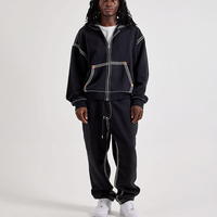Survêtements personnalisés pour hommes, ensemble sweat-shirt et pantalon de survêtement avec coutures contrastées, fermeture éclair