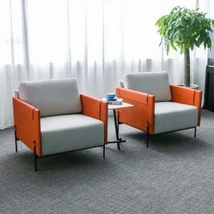 Modern office lobby hotel furniture divano seater lounge poltrona leisure single leather sofa chair