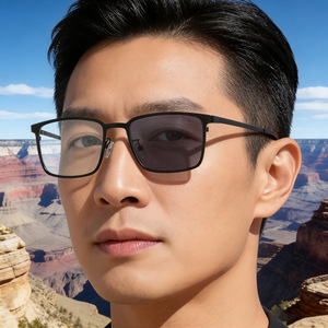 Lunettes de soleil carrées Hl 95015, noires, unisexes, verres en PC, protection UV400, utilisation en extérieur - Product Image 1