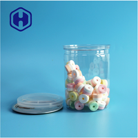 Boîte en plastique PET transparente de 500 ml (17 oz) pour supermarché, avec extrémité en aluminium facile à ouvrir, étanche, sans BPA, pour bonbons et en-cas