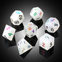 7 pièces DnD TTRPG ensemble de dés de pierres précieuses verre à effet givré ionisé arc-en-ciel clair dés de pierre Quartz givré ensemble de dés de Quartz D & D