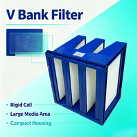 Filter Udara V Bank V Cell Hepa Compact Rigid Cell FiberGlass Daya Serap Debu Tinggi 24x24x12 MERV13 Merv15 H13 untuk Sistem HVAC AHU