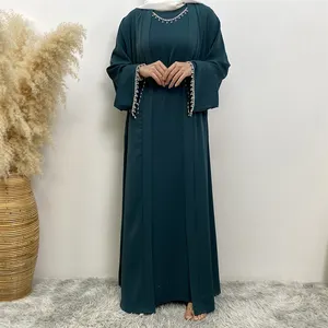 신부 내부 jubah 무슬리 마 린넨 직물 두바이 Nida 최고의 Abaya 직물 여성 무슬림 원피스 터키 2023 히잡