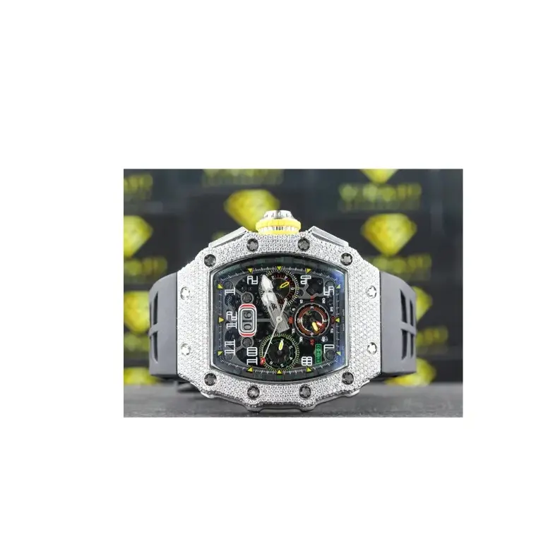 Reloj automático con tachuelas de diamante Moissanite de claridad VVS con cierre oculto de botón pulsador de buena calidad para venta de exportación