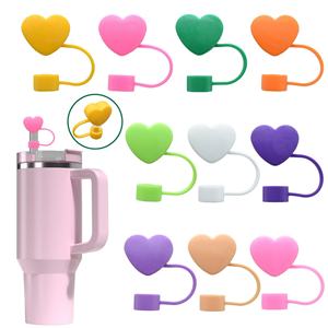 Tapón de Pajita de Goma Suave de 10 mm con Diseño de Corazón 3D Estéreo, Accesorio Universal para Bebidas con Hebilla Decorativa, Adornos para Pajitas - Product Image 3