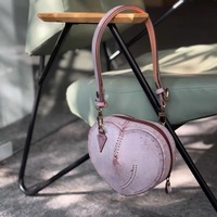 Tas Selempang Kulit Asli Bentuk Hati Buatan Tangan Rantai Tas Kulit Sapi Vintage Misty Wax Jahitan Tangan Retro Fashion Crossbody