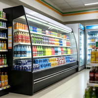 Vitrine réfrigérée de qualité alimentaire à dégivrage automatique, multi-niveaux, ouverte, pour la présentation d'aliments frais