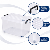 Bac de rangement transparent en gros 50L grande capacité pour armoire, salon et buanderie