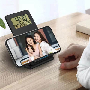 Hot bán sản phẩm mới 2024 10 Wát sạc không dây đứng điện thoại di động sạc nhanh trạm với đồng hồ báo thức cho <span class=keywords><strong>iPhone</strong></span> - Product Image 6