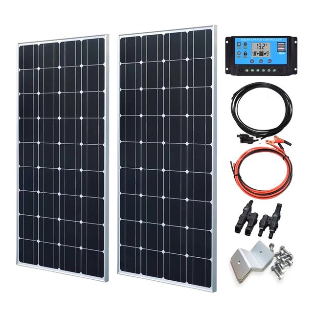 200W Tempered Glass Solar Panel Kit 2pcs 100W Painel Windproof Anti-snow Anti-hail PV Panels Solar System