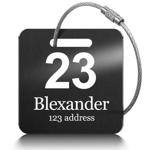 Étiquette en acier inoxydable de style campagnard américain la plus vendue pour sacs à dos, bagages, porte-clés – Contenu personnalisable - Product Image 4