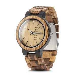 Hot selling Christmas Gift Customized Brand Wood Timepieces Week Date Display Japan Quartz Watch for Men Women Couple Mixed Woo