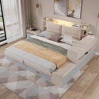 Lit de luxe multi-lits en bois massif maison moderne hôtel grand espace de stockage garçon fille lit Queen chambre principale lit Double King Size