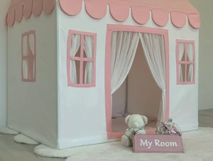 KIDS Playhouse Tente de maison de jeu en toile <span class=keywords><strong>rose</strong></span> <span class=keywords><strong>et</strong></span> blanche <span class=keywords><strong>Tipi</strong></span> en coton Tente pour enfants - Product Image 2