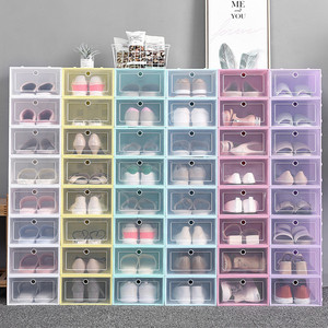 Wholesale Cheap Clear Plastic Drop Front Shoe Storage Box Transparent Shoe Organizer Display Box Case