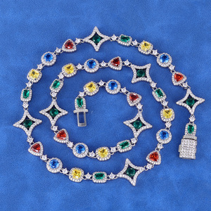 Collier Hip Hop Bling en Argent 925 avec Chaîne Moissanite Multicolore Sur Mesure, Bijoux Arc-en-ciel Givrés, Testeur de Diamant VVS Inclus - Product Image 6