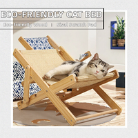 Lit-chaise moderne et écologique pour chat, réglable, avec griffoir en sisal, nid en bois, pour aiguiser les griffes, griffoir pour chat à 1 niveau, pour l'intérieur