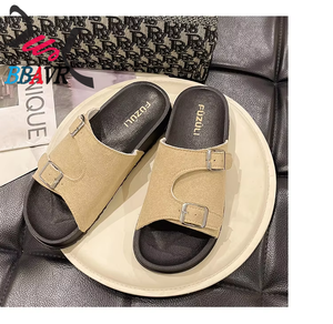 Sandalias de Plataforma con Punta Abierta, Antideslizantes, con Hebilla, Suela de Goma, Entresuela de Madera, Moda Casual de Verano para Mujer - Product Image 5