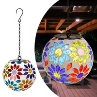 Lumière solaire en verre résistante à l'eau IP65, lumière LED en mosaïque suspendue, décoration de jardin extérieure pour Noël