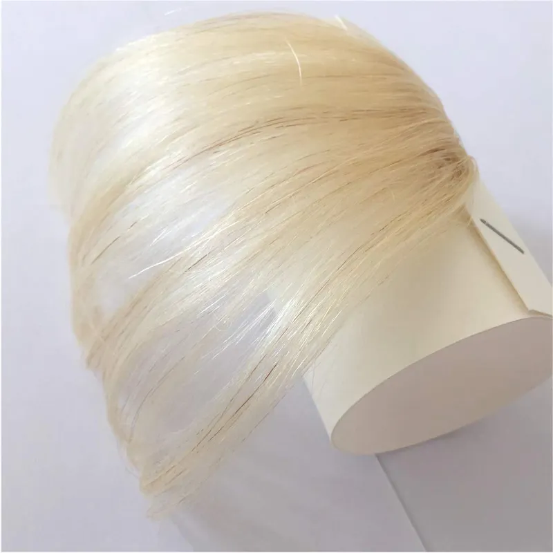 Large Stock Hair Bangs Extensions Hand Made Clip In Bangs Human Hair Blonde