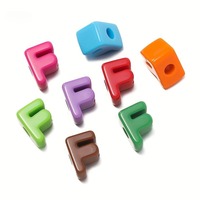 Perles en acrylique à gros trous, lettres et chiffres, colorées, pour la fabrication de bijoux DIY, porte-clés, cordon de téléphone