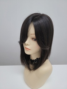 Perruque toupet en cheveux humains à clipser de 12 pouces, mi-longue et droite, noir naturel brun, WIGTS, livraison rapide, style gratuit, peignes intérieurs - Product Image 2