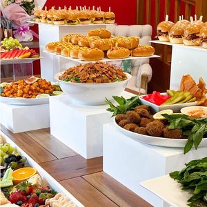 Custom Lucite bianco Buffet frutta Riser Display Buffet acrilico ciotole Buffet piatti alzata Set - Product Image 1