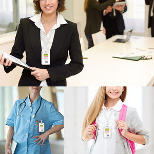 Portatarjetas de identificación con cordón, portatarjetas de identificación de plástico para insignias, estuche de identificación con portatarjetas de identificación con cordón para la escuela, el trabajo - Product Image 6