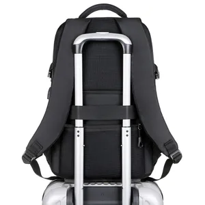 Mochila de viagem impermeável, mochila masculina feita em tecido impermeável com entrada para carrinho de laptop, ideal para viagens e escola