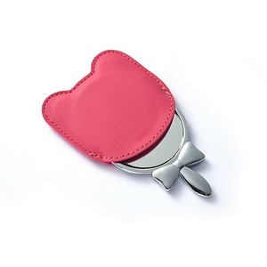 Lovely Bear Cartoon Shape Soft Especial Custom Handle PU Leather Cosmetic <b>Mirror</b> - Product Image 3