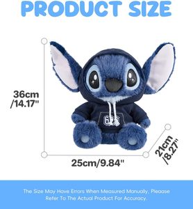 Miniso Premium Boba Peluche <span class=keywords><strong>Lilo</strong></span> & Stitch Sudadera Personalizada con Capucha, Animal de Peluche de 14 Pulgadas, Juguete Suave, Regalo para Fans, Niños y Adultos - Product Image 3