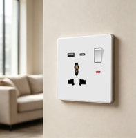 Prise murale multifonction avec interrupteur et ports de charge USB-A et USB-C, fournie par l'usine OEM