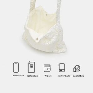 Bolso Tote de Lujo Blanco de Encaje Calado para Mujer, con Asa Única, Elegante, de Gran Capacidad, a la Moda, Tipo Hombro - Product Image 2