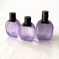 Flacon de parfum en verre vide de luxe noir 30ml 50ml avec bouchon couronne, sérigraphie personnalisée, rayures verticales