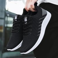 Chaussures de sport pour hommes, respirantes, en maille Fly Knit, fermeture à lacets, semelle extérieure en PVC, légères, amorties, pour la marche