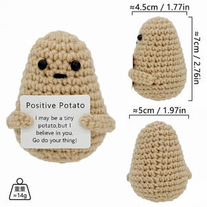 Pomme de terre souriante kaki en crochet faite à la main, figurine d'animaux mignons, ornement de bureau, cadeau, énergie positive (P Card) - Product Image 2