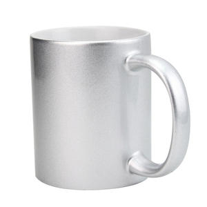 Sublimation Pearlescent Ceramic <b>Mug</b> 350ml Silver Coated For Giveaways - Product Image 1