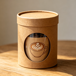Emballage cylindrique personnalisé en tube de papier kraft écologique avec valve et marquage à chaud pour grains de café - Product Image 2
