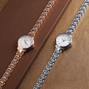 Reloj de cuarzo auténtico para mujer, reloj con pulsera de acero inoxidable con detalles de diamantes, reloj informal impermeable para negocios - Product Image 2