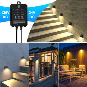 Kit d'éclairage LED basse tension pour terrasse avec transformateur, minuterie et capteur photocellule, éclairage paysager étanche basse tension - Product Image 3