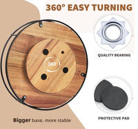 Acacia Wood Lazy Susan Plattenspieler, Plattenspieler für Küchen organisatoren mit Stahl kante, geeignet für Arbeits platten schränke oder Esstische