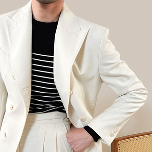 Nouveau produit Costumes de mariage classiques pour hommes Costume pantalon manteau blanc pour hommes Costume croisé - Product Image 6