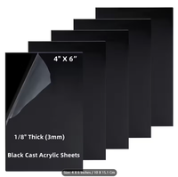 Plaque en acrylique noir pour découpe laser, format personnalisé, panneau PMMA opaque, plexiglas pour signalétique, gravure DIY, épaisseur 1/8 po (3 mm)