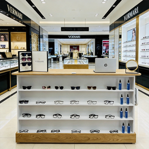 Vitrina de Exhibición de <span class=keywords><strong>Gafas</strong></span> de Madera Oscura de Lujo con Retroiluminación LED, Caja de Luz Lateral con Logotipo, Mueble de Exhibición para <span class=keywords><strong>Gafas</strong></span> de Sol - Product Image 3