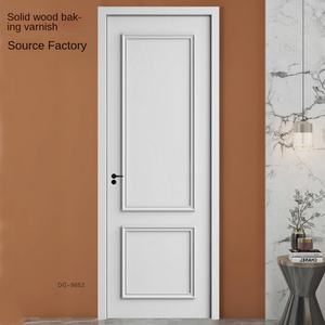 Porte en bois battante en panneau de fibres de densité moyenne bon marché direct usine avec écran en fibre de verre intérieur étanche pour salle de bain intérieure - Product Image 4