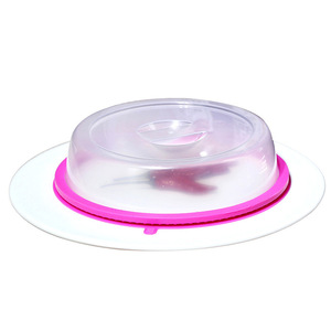 Tapa apilable de plástico para almacenamiento de alimentos, redonda, con clip, apta para microondas, para platos y tazones de refrigerador. - Product Image 2